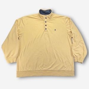 IZOD Saltwater Henley Sweater Mens XXL Yellow Long Sleeve High Neck Pullover